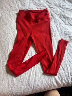 Year of Ours Ribbed Red High-Waist Leggings